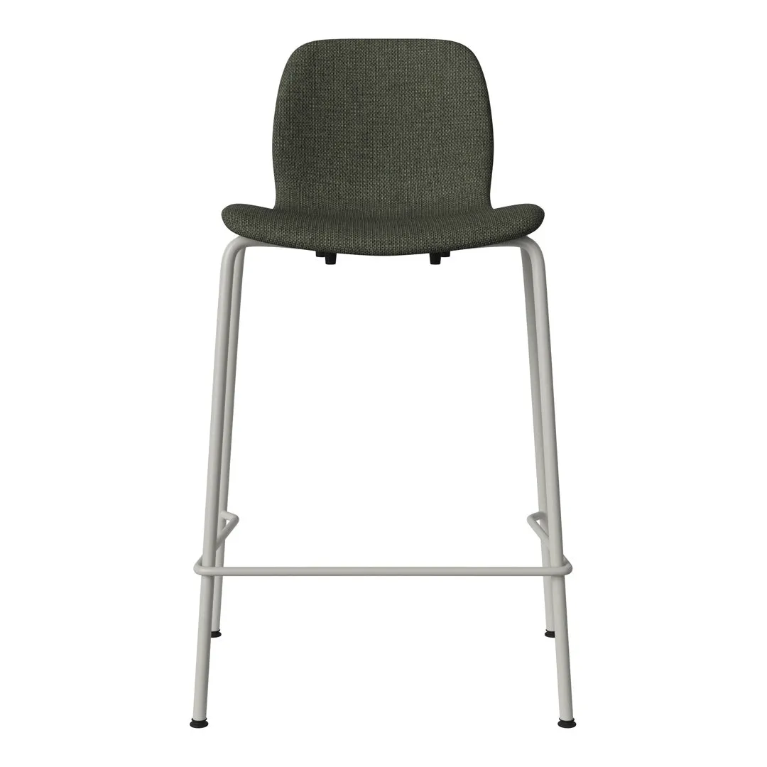 Seed Counter Chair - Upholstered - Steel Base, Grey Lacquered
