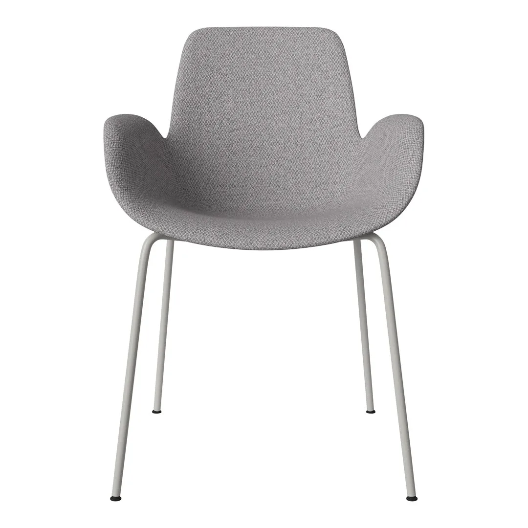 Seed Dining Armchair - Upholstered - Steel Base, Grey Lacquered