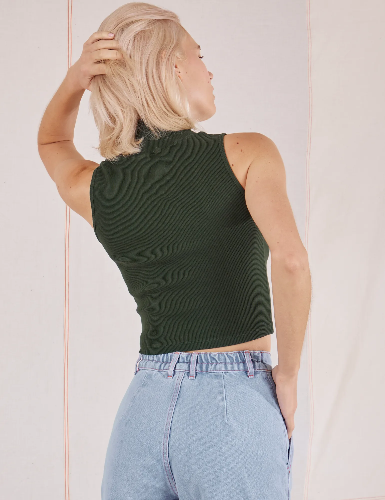 Sleeveless Essential Turtleneck - Swamp Green