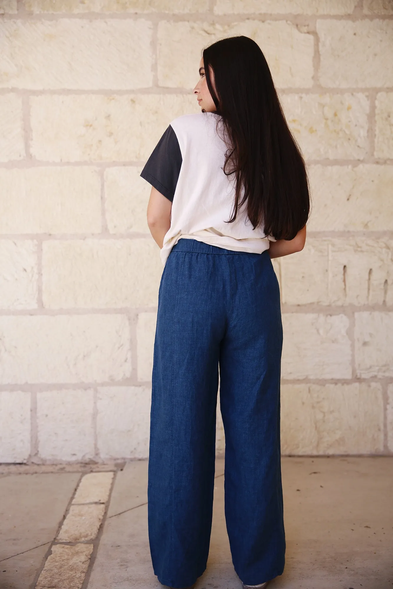 Washed Organic Linen Délavé Wide Trouser Pant