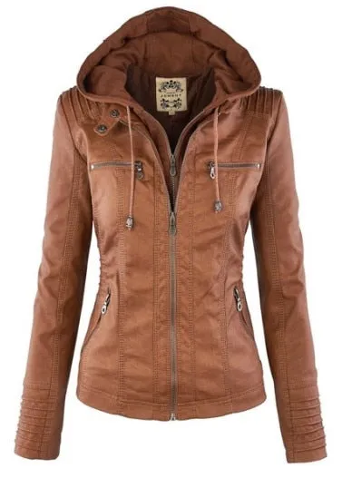 Wenkouban Faux Leather Jacket Women 2023 Basic Jacket Coat Female Winter Motorcycle Jacket Faux Leather Suede PU Zipper Hoodies Outerwear