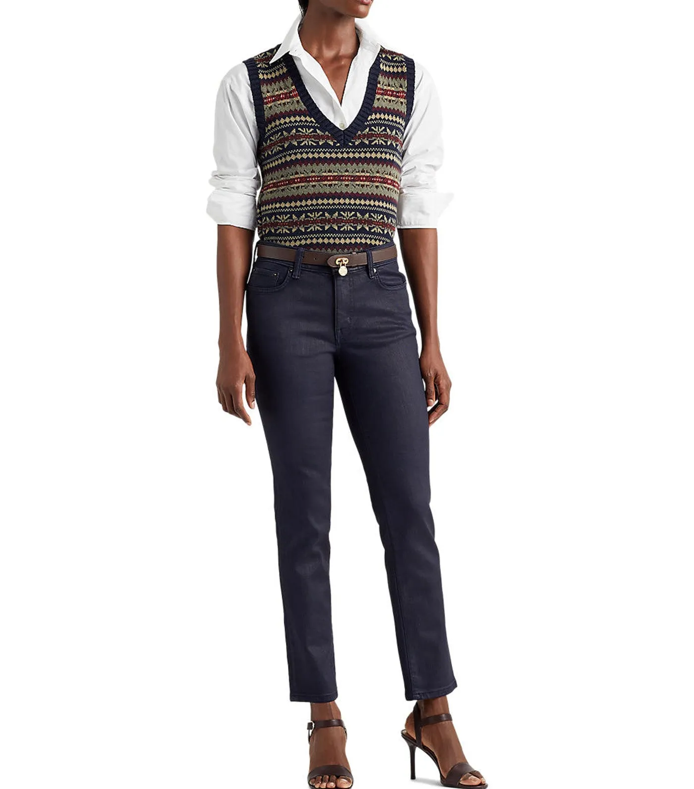 Women's Fair Isle V-Neck Sweater Vest Multi