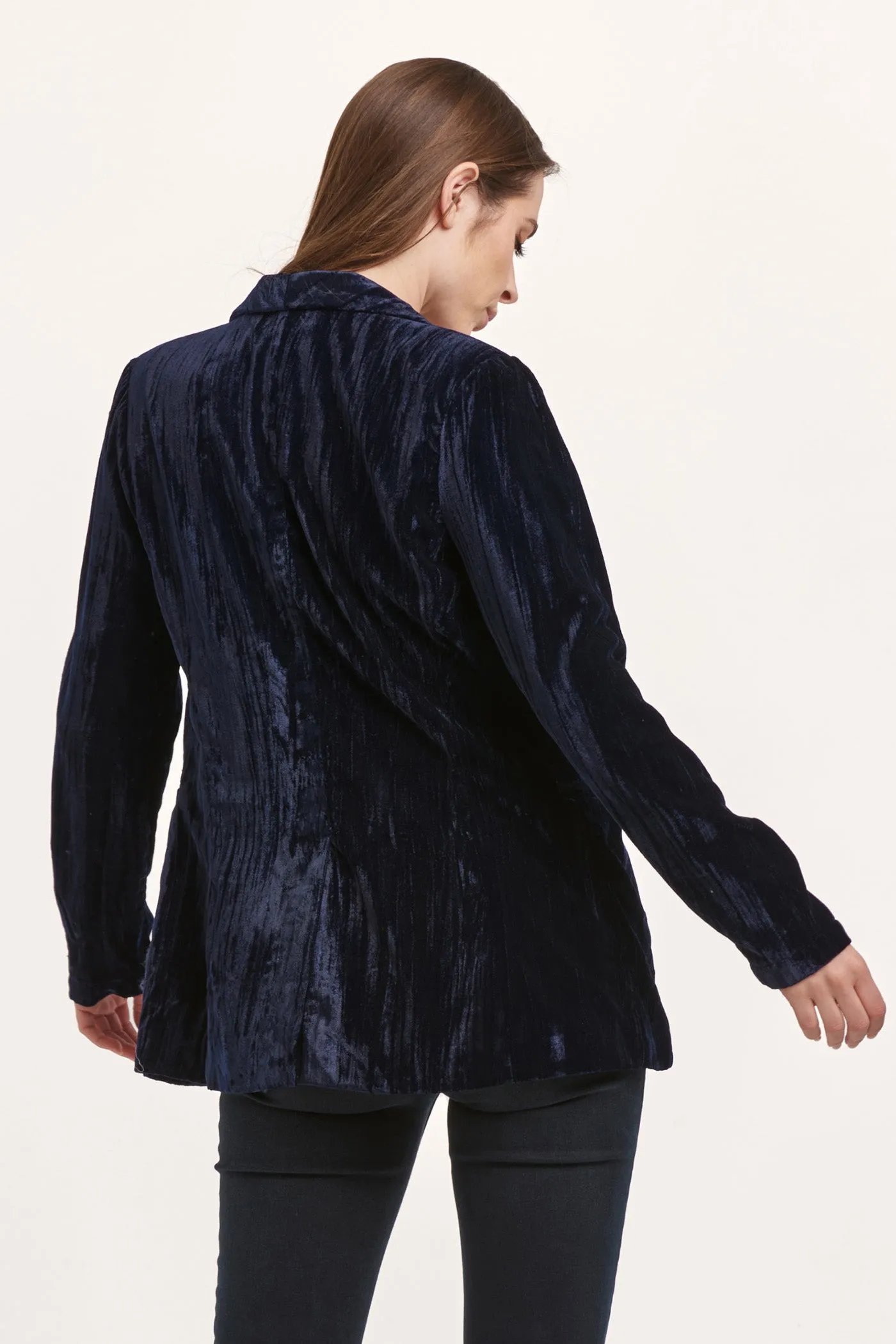 WYLIE V-NECK LONG SLEEVE RELAXED FIT BLAZER MIDNIGHT NAVY