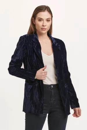 WYLIE V-NECK LONG SLEEVE RELAXED FIT BLAZER MIDNIGHT NAVY