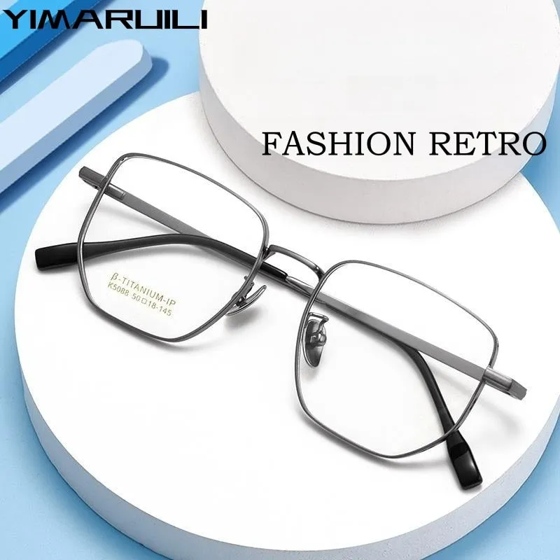 Yimaruili Unisex Full Rim Small Square Titanium Eyeglasses K5088
